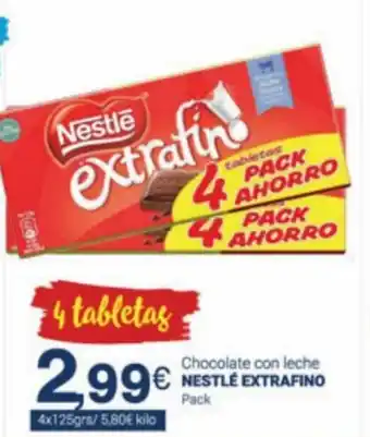 Supermercados Plaza Nestlé Extrafino Chocolate Con Leche Pack 4 Tabletas oferta