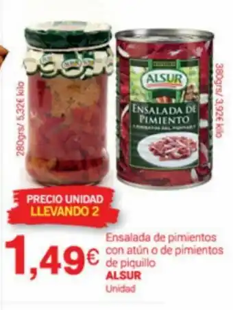 Supermercados Plaza Alsur Ensalada de Pimientos Con Atún o De Pimientos Con Atún o de Pimientos de Piquillo Unidad oferta