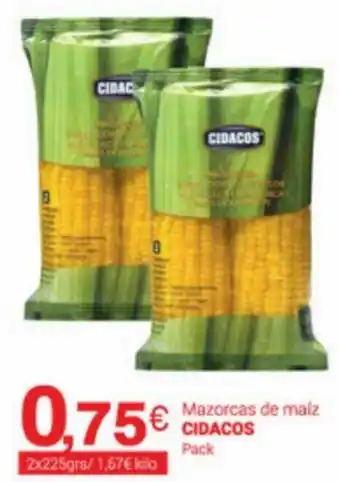 Supermercados Plaza Cidacos Mazorcas de Maíz Pack 2 x 225 grs oferta
