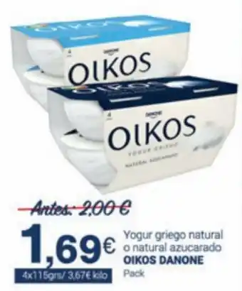 Supermercados Plaza Oikos Danone Yogur Griego Natural o Natural Azucarado Pack oferta