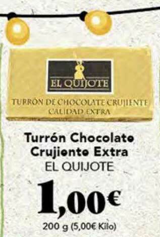 Gadis Turrón Chocolate Crujiente Extra El Quijote oferta