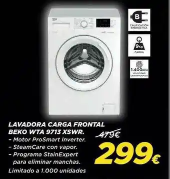 Hipercor Lavadora Carga Frontal Beko Wta 9713 Xswr oferta