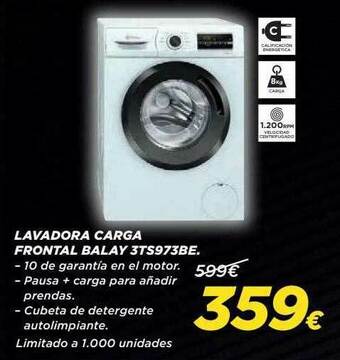 Hipercor Lavadora Carga Frontal Balay 3ts973be oferta