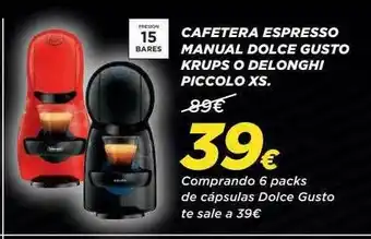 Hipercor Cafetera Espresso Manul Dolce Gusto Krups O Delonghi Piccolo oferta