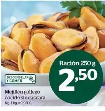 La Sirena Mejillón Gallego Cocido Sin Cáscara oferta