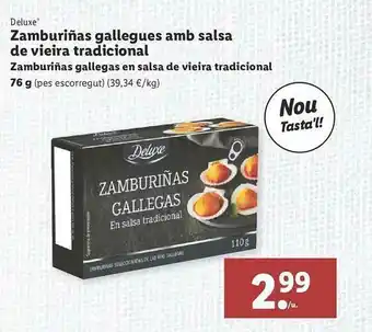 Lidl Deluxe Zamburiñas Gallegas En Salsa De Vieira Tradicional oferta