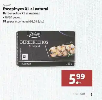 Lidl Deluxe Berberechos Xl Al Natural oferta