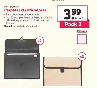 Lidl United Office Carpetas Clasificadoras oferta