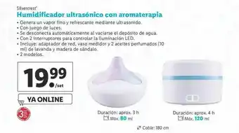 Lidl Silvercrest Humidificador Ultrasónico Con Aromaterapia oferta