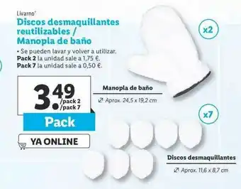 Lidl Livarno Discos Desmaquillantes Reutilizables Manopla De Baño oferta