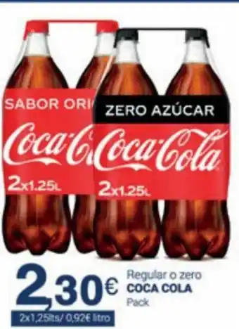 Supermercados Plaza Coca Cola Regular o Zero 2 x 1.25 L oferta
