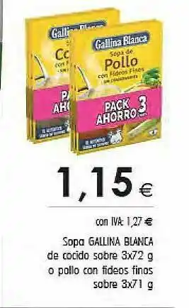 Cash Ifa Sopa Gallina Blanca De Cocido Sobre 3x72 G O Pollo Con Fideos Finos oferta