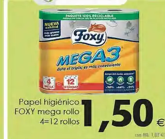Cash Ifa Papel Higiénico Foxy Mega Rollo 4=12 Rollos oferta