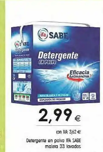 Cash Ifa Detergente En Polvo Ifa Sabe Maleta 33 Lavados oferta