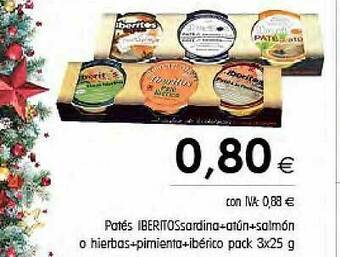 Cash Ifa Patés Iberitos Sardina-atún + Salmón O Hierbas+pimienta+ibérico oferta