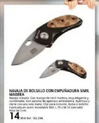 Coferdroza Navaja De Bolsillo Con Empuñadura Simil Madera oferta