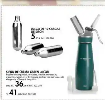 Coferdroza Jeugo De 10 Cargas De Sifón Sifón De Crema Green Lacor oferta