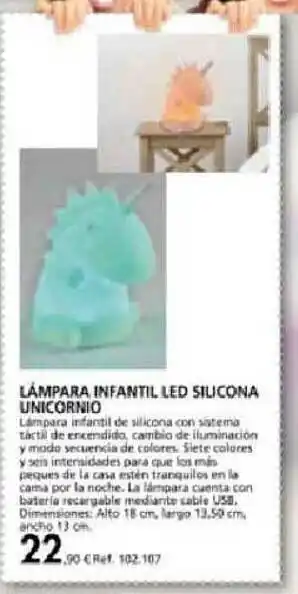 Coferdroza Lámpara Infantil Led Silicona Unicornio oferta