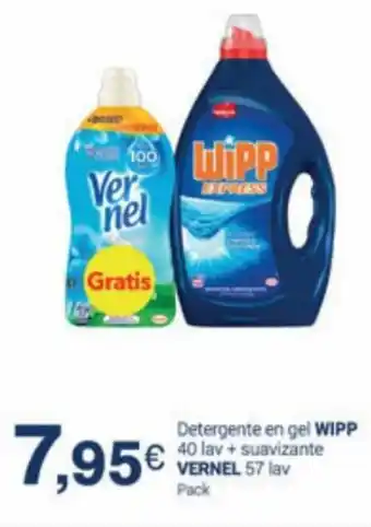Supermercados Plaza WIPP Detergente En Gel 40 Lav + Vernel Suavizante 57 Lav Pack oferta