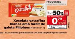 Dia Xocolata extrafina blanca amb farcit de galeta Filipinos oferta