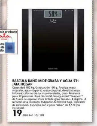 Coferdroza Báscula Baño Mide Grasa Y Agua 531 Jata Hogar oferta