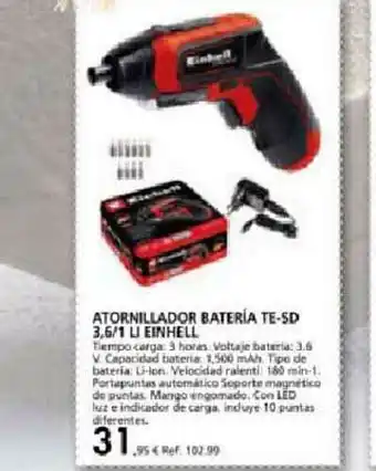 Coferdroza Atornillador Batería Te-5d 3.6 1 Li Einhell oferta