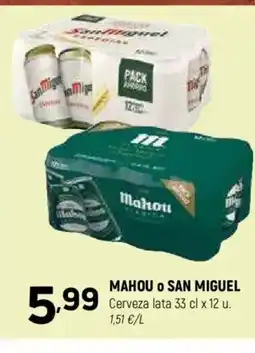 Coviran MAHOU O SAN MIGUEL Cerveza lata oferta