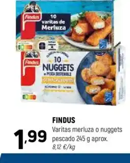 Coviran FINDUS Varitas merluza o nuggets pescado oferta