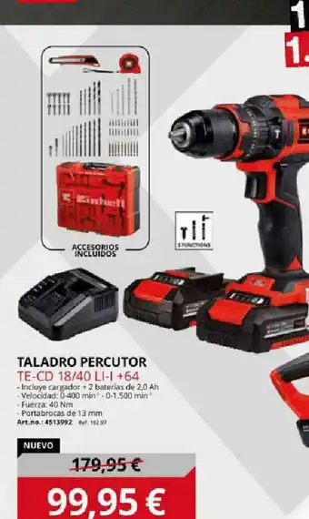 Coferdroza Taladro Percutor Te-cd 18 40 Li-i + 64 oferta