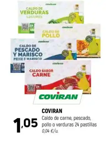 Coviran COVIRAN Caldo de carne, pescado, pollo o verduras 24 pastillas oferta