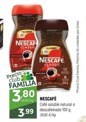 Coviran NESCAFÉ Café soluble natural o descafeinado oferta