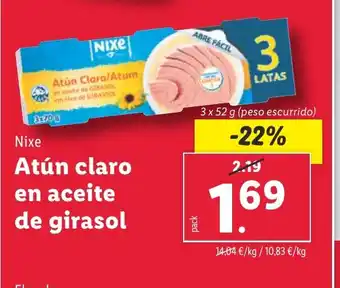 Lidl NIXE Atún claro en aceite de girasol oferta