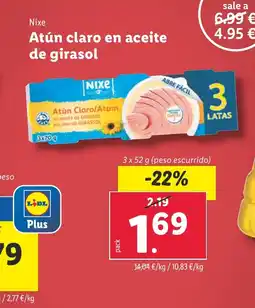 Lidl NIXE Atún claro en aceite de girasol oferta