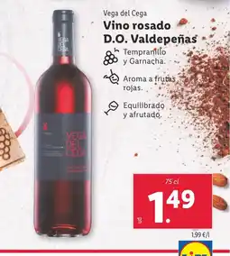 Lidl VEGA DEL CEGA Vino rosado D.O. Valdepeñas oferta