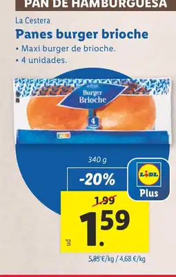 Lidl LA CESTERA Panes burger brioche oferta