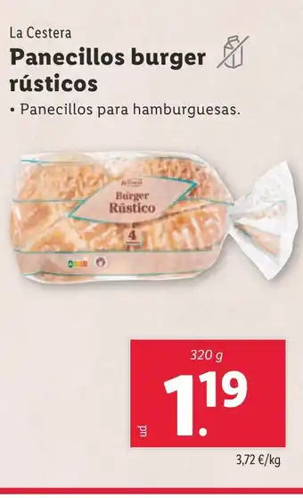 Lidl LA CESTERA Panecillos burger rústicos oferta