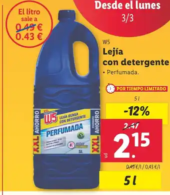 Lidl W5 Lejía con detergente oferta