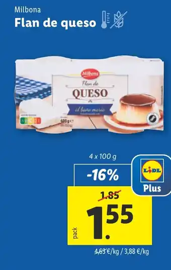 Lidl MILBONA Flan de queso oferta