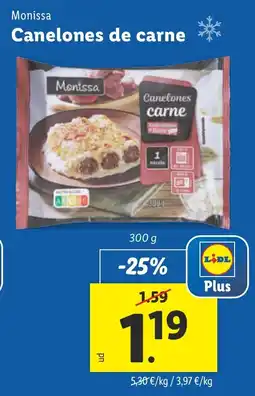 Lidl MONISSA Canelones de carne oferta