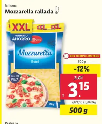 Lidl MILBONA Mozzarella rallada oferta