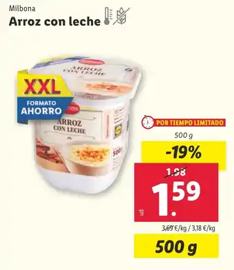 Lidl MILBONA Arroz con leche oferta