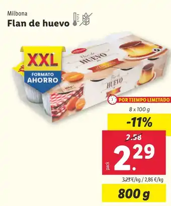 Lidl MILBONA Flan de huevo oferta