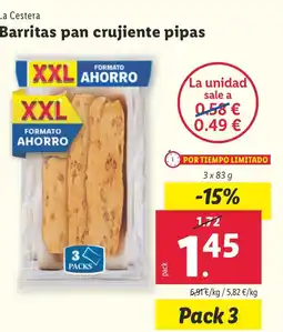 Lidl LA CESTERA Barritas pan crujiente pipas oferta