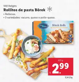 Lidl 1001 DELIGHTS Rollitos de pasta Börek oferta