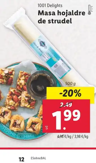 Lidl 1001 DELIGHTS Masa hojaldre de strudel oferta