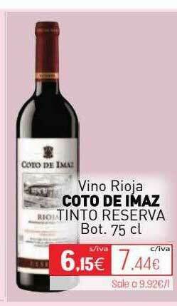 Cuevas Cash Vino Rioja Coto De Imaz Tinto Reserva oferta