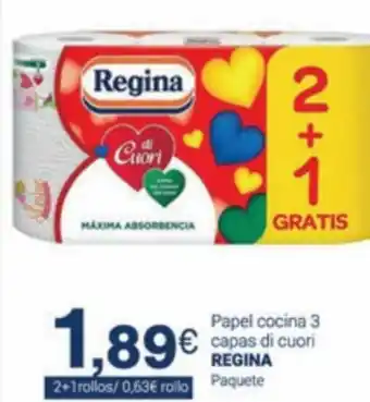 Supermercados Plaza Regina Papel Cocina 3 Capas di Cuori Paquete 2+1 Rollos oferta