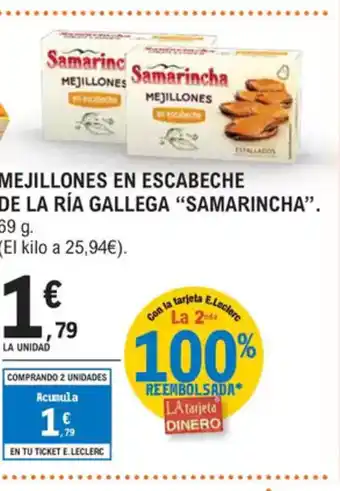 E.Leclerc SAMARINCHA Mejillones en escabeche de la ría gallega oferta