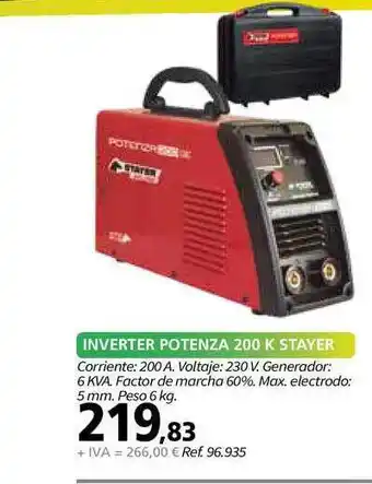 Coferdroza Inverter Potenza 200 K Stayer oferta