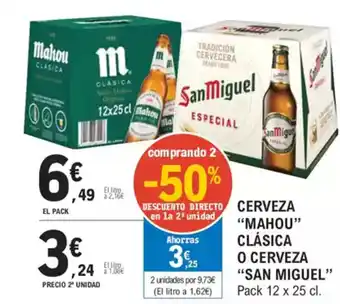 E.Leclerc MAHOU CLÁSICA O CERVEZA SAN MIGUEL Cerveza oferta